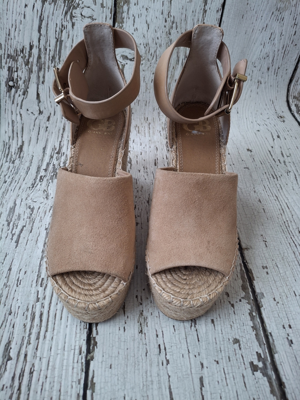Gianni Bini Womens Tan Espadrille Wedge Sandals with Ankle Strap - Picture 3 of 5